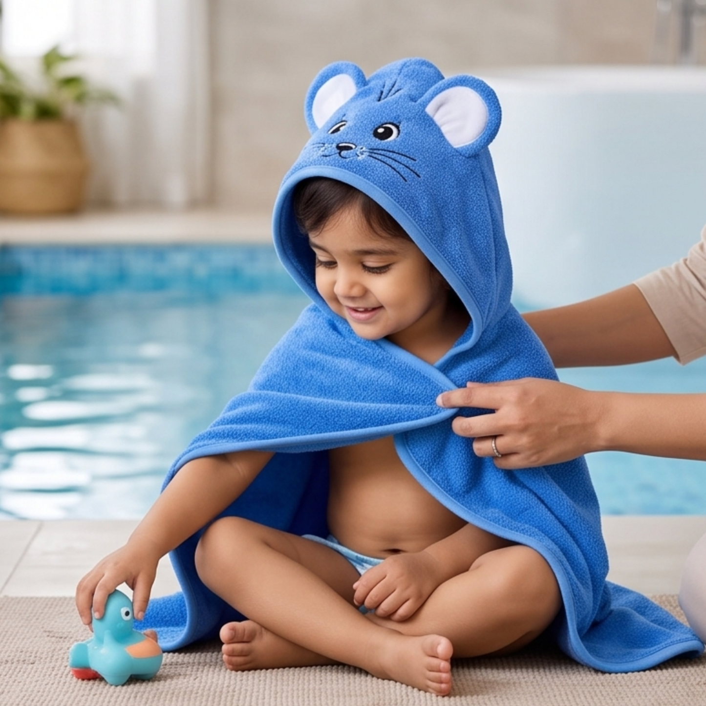 Parish Handlooms Ultra Soft Kids Hooded Towel Poncho (18–36 Months) | Quick Dry Bath & Beach Wear