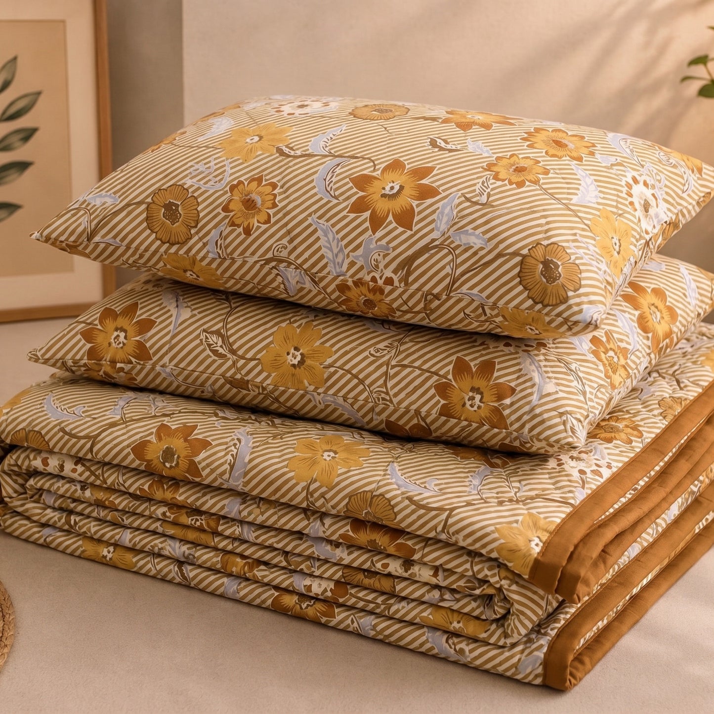 Parish Handlooms Cotton Double Flat 200 TC Printed 1 Summer Bedsheet with 2 Pillow Covers