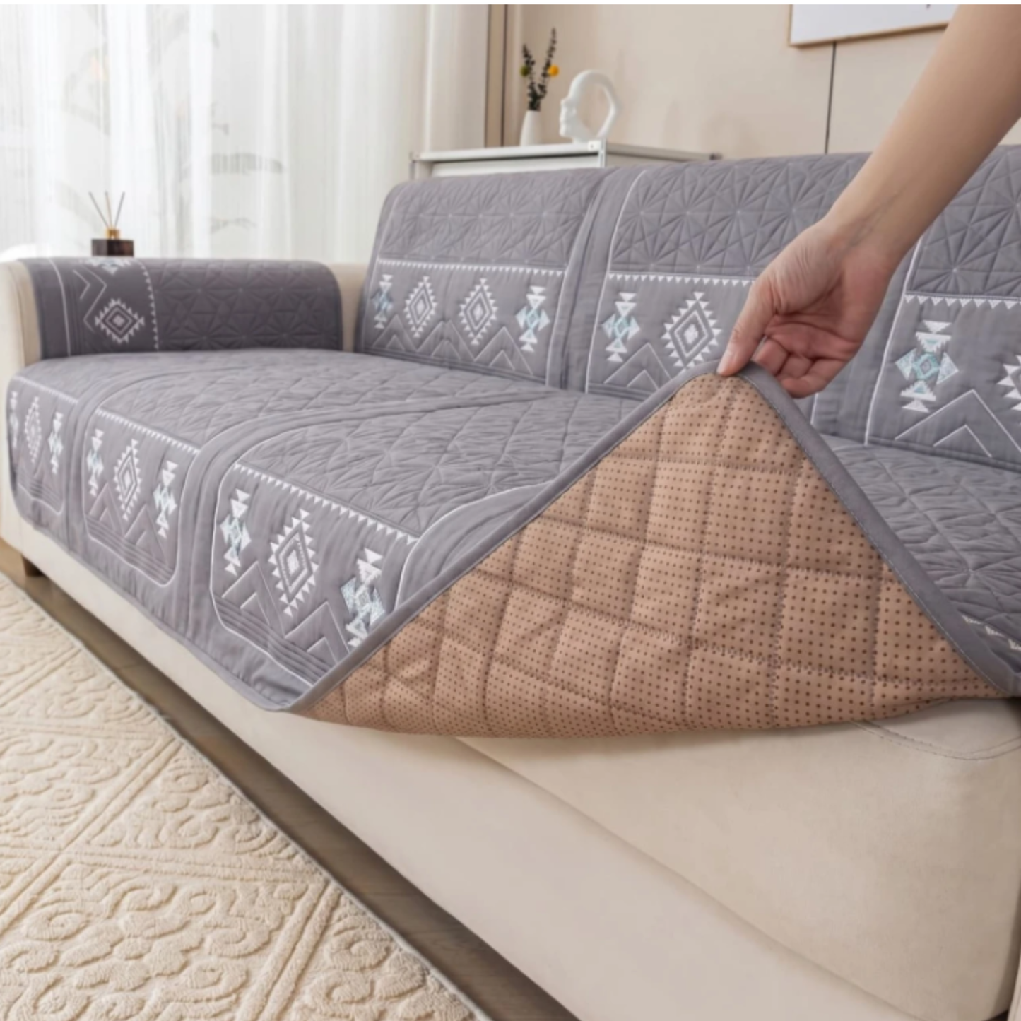 Parish Handlooms Polyester 10 Seater Sofa Printed Cover