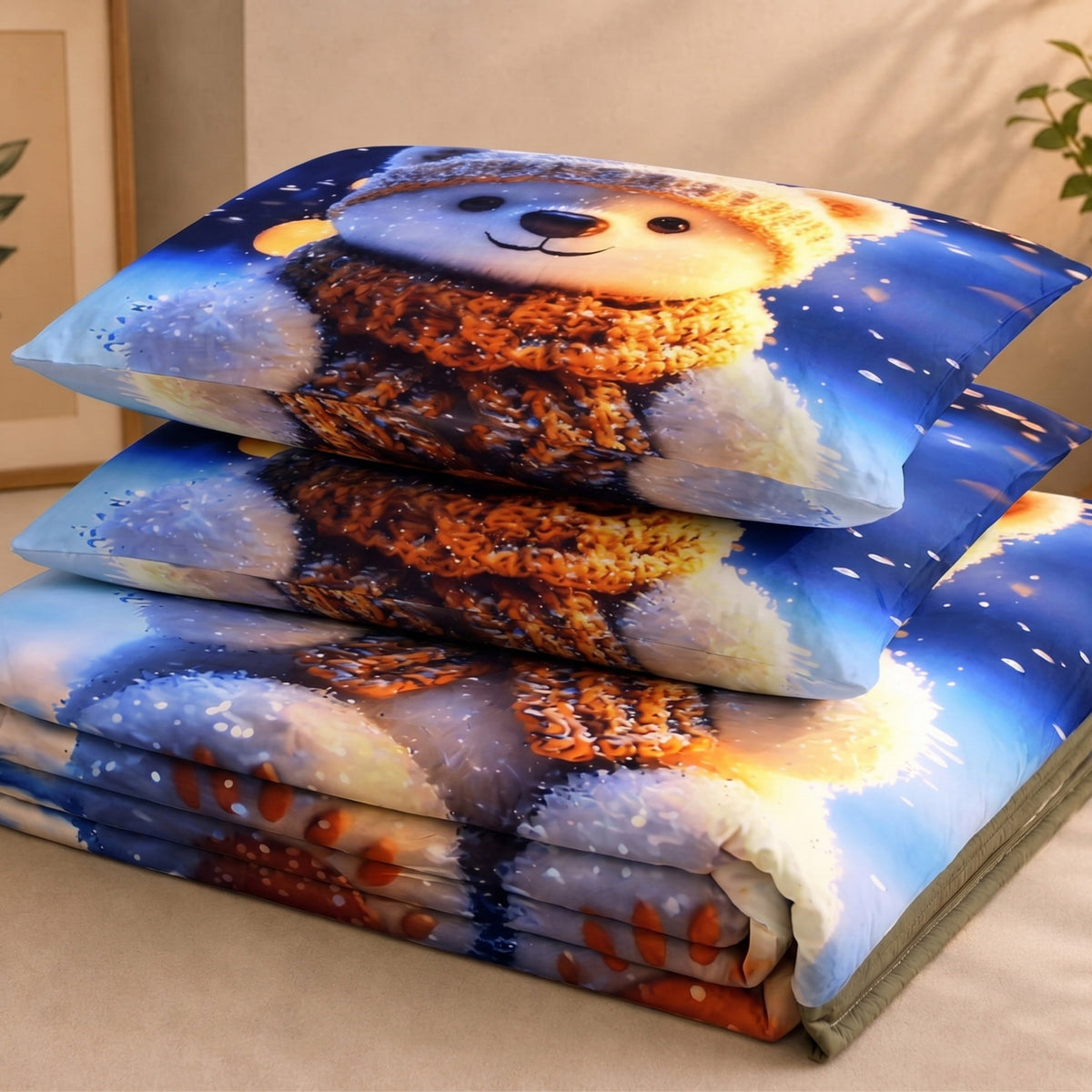 Parish Handlooms Cotton Double Flat 200 TC Cartoon 1 AC Bedsheet with 2 Pillow Covers