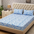 Parish Handlooms Cotton Double Flat 200 TC Floral 1 AC Bedsheet with 2 Pillow Covers (Grey)