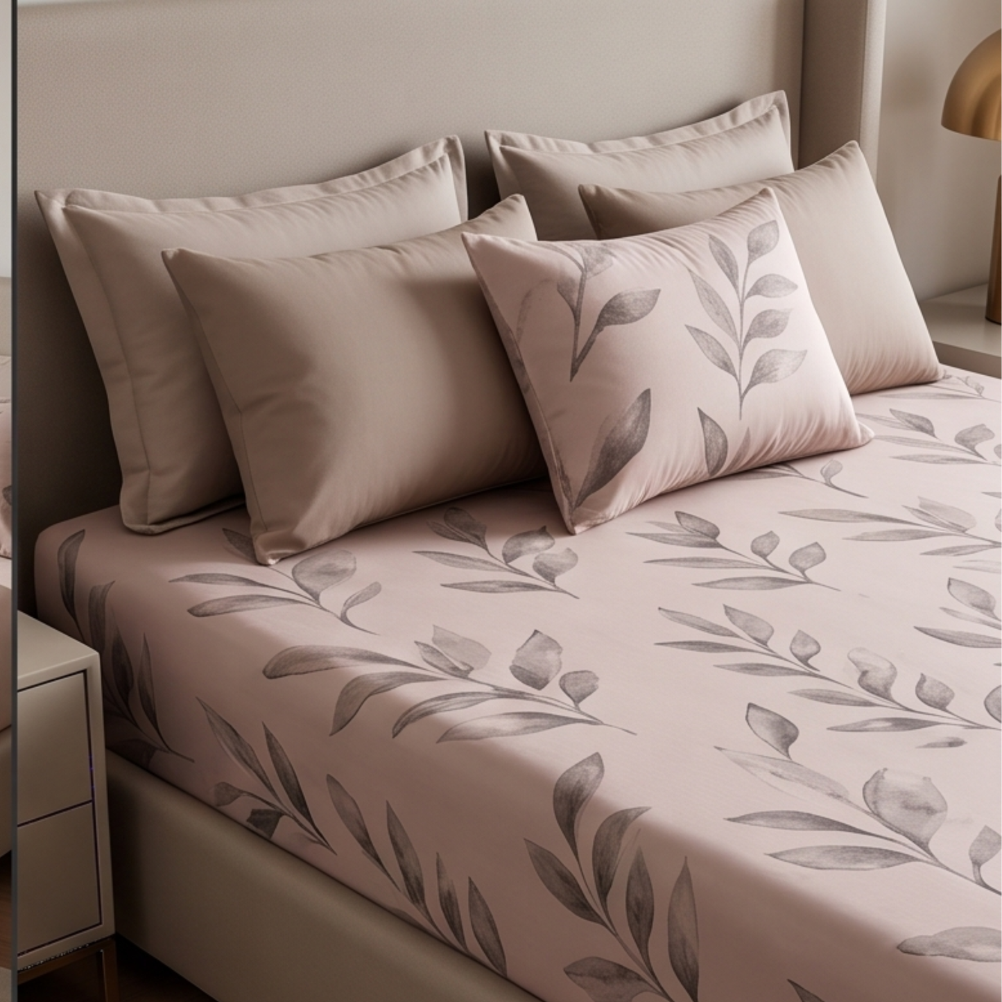 Parish Handlooms Cotton Double Fitted (Elastic) 210 TC Printed 1 Summer Bedsheet with 2 Pillow Covers
