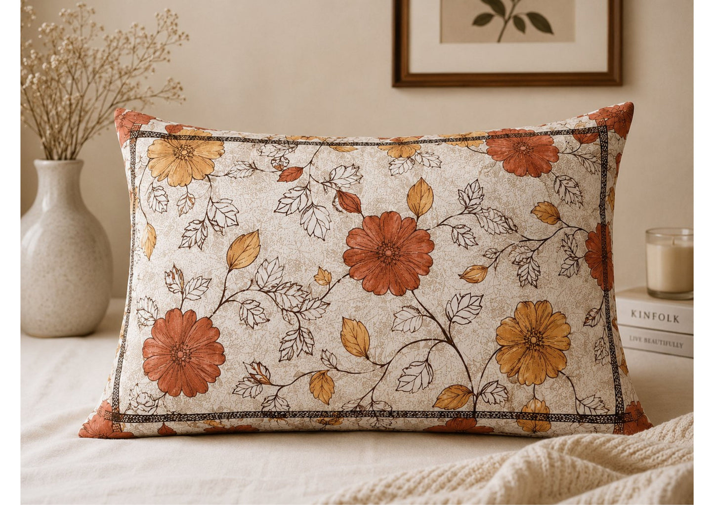 Parish Handlooms 100% Cotton Double Flat Bedsheet | 210 TC Breathable Summer Bedding Set with 2 Pillow Covers (Printed)
