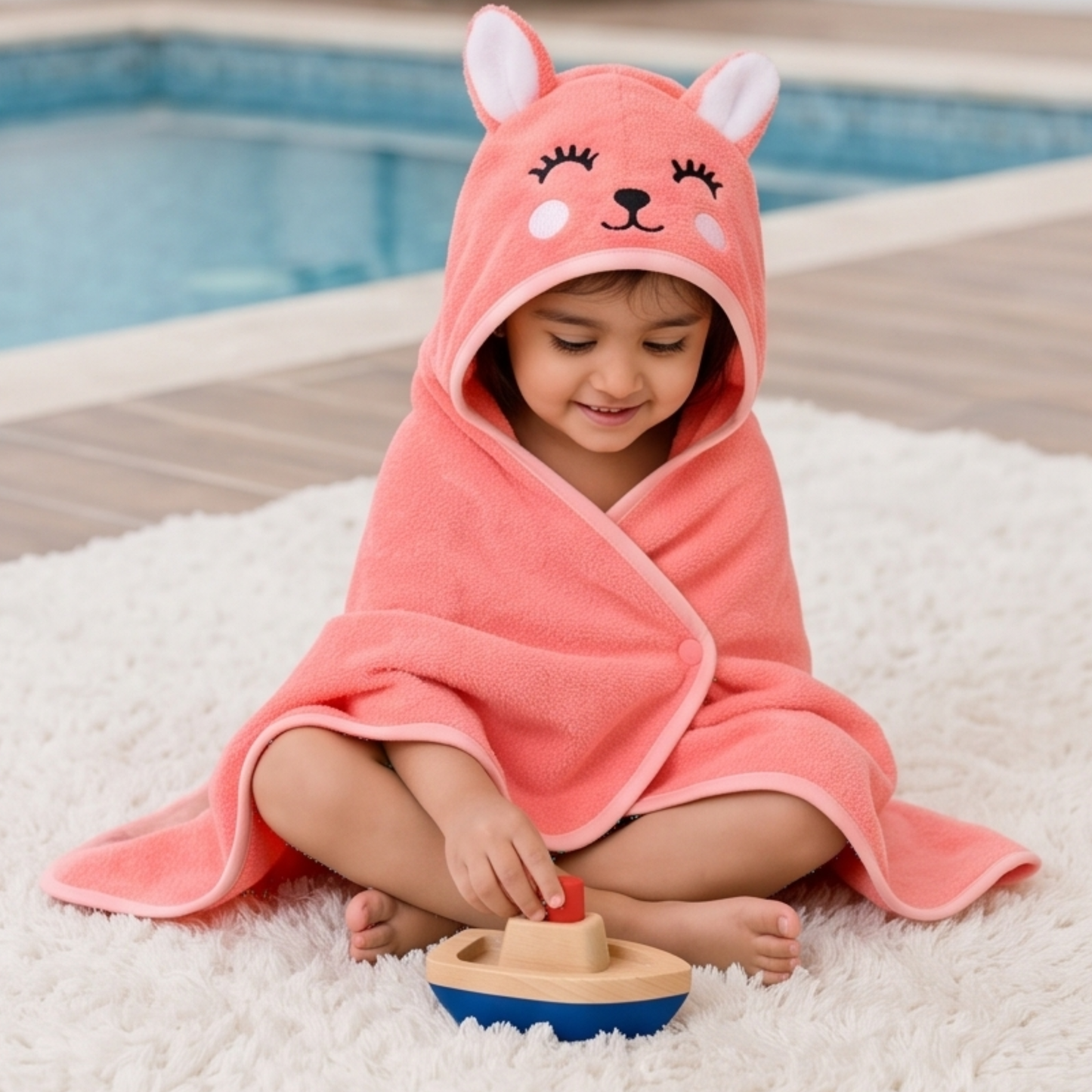 Parish Handlooms Ultra Soft Kids Hooded Towel Poncho (18–36 Months) | Quick Dry Bath & Beach Wear