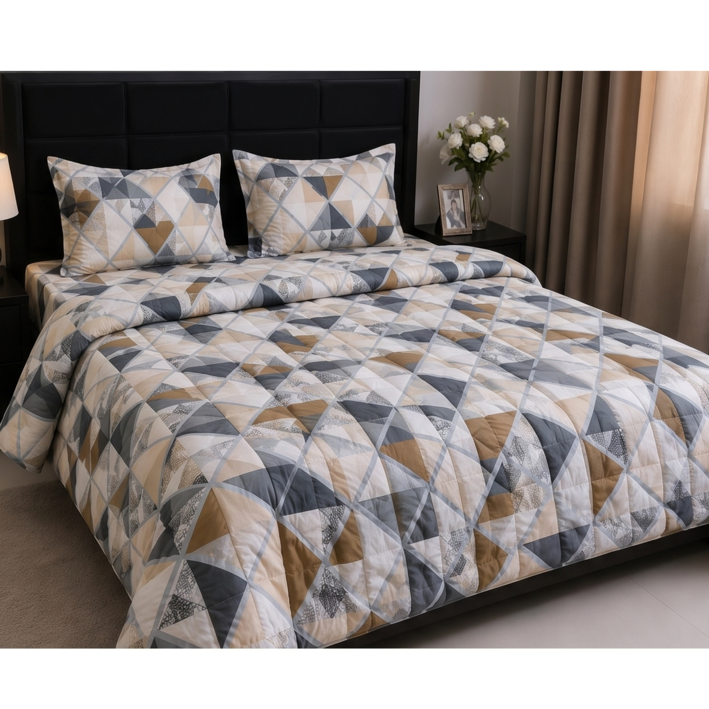 Parish Handlooms Abstract Cotton Double Bedding Set 1 Double Comforter with 1 Double Bedsheet and 2 Pillow Covers (Multicolor, All Season)