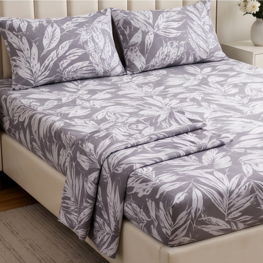 Parish Handlooms Cotton Double Fitted (Elastic) 210 TC Floral 1 Summer Bedsheet with 2 Pillow Covers