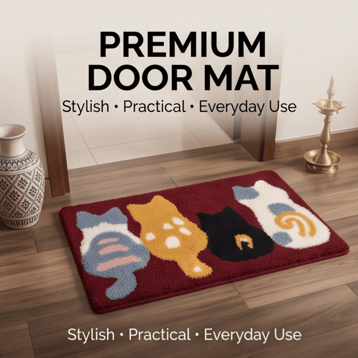 Parish Handlooms 3 Cotton Cats Door & Floor Mat @ 699