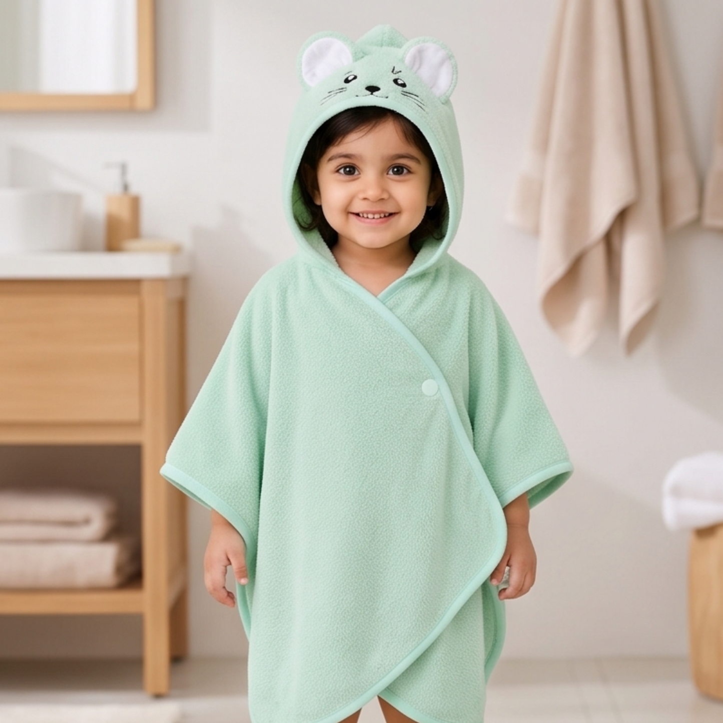 Ultra Soft Kids Hooded Towel Poncho (18–36 Months) | Quick Dry Bath & Beach Wear