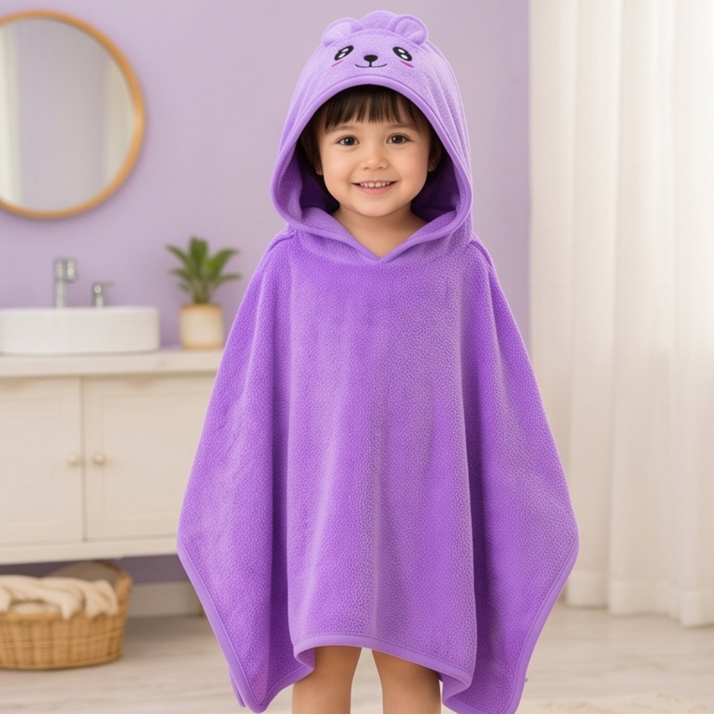 Parish Handlooms Ultra Soft Kids Hooded Towel Poncho (18–36 Months) | Quick Dry Bath & Beach Wear