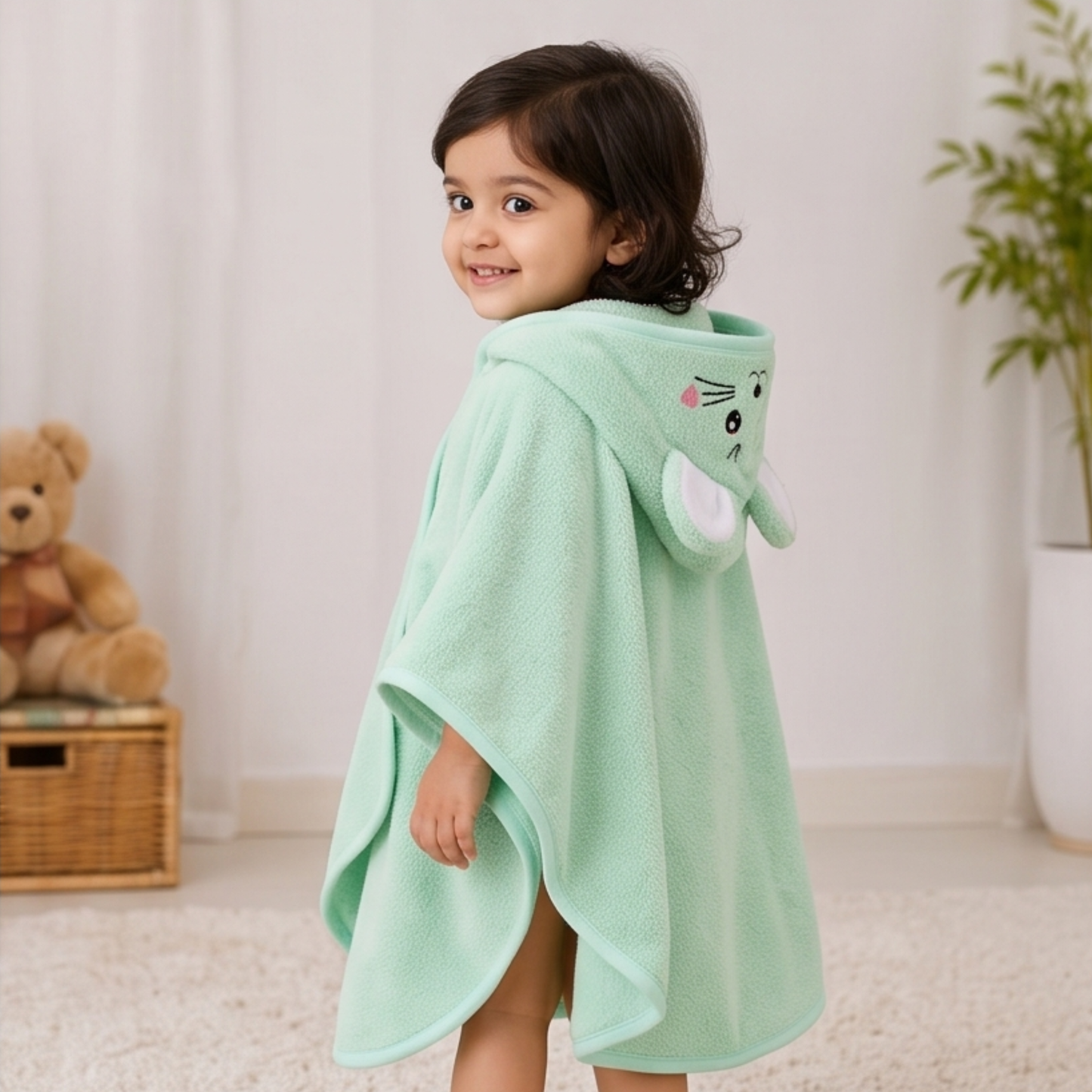 Ultra Soft Kids Hooded Towel Poncho (18–36 Months) | Quick Dry Bath & Beach Wear