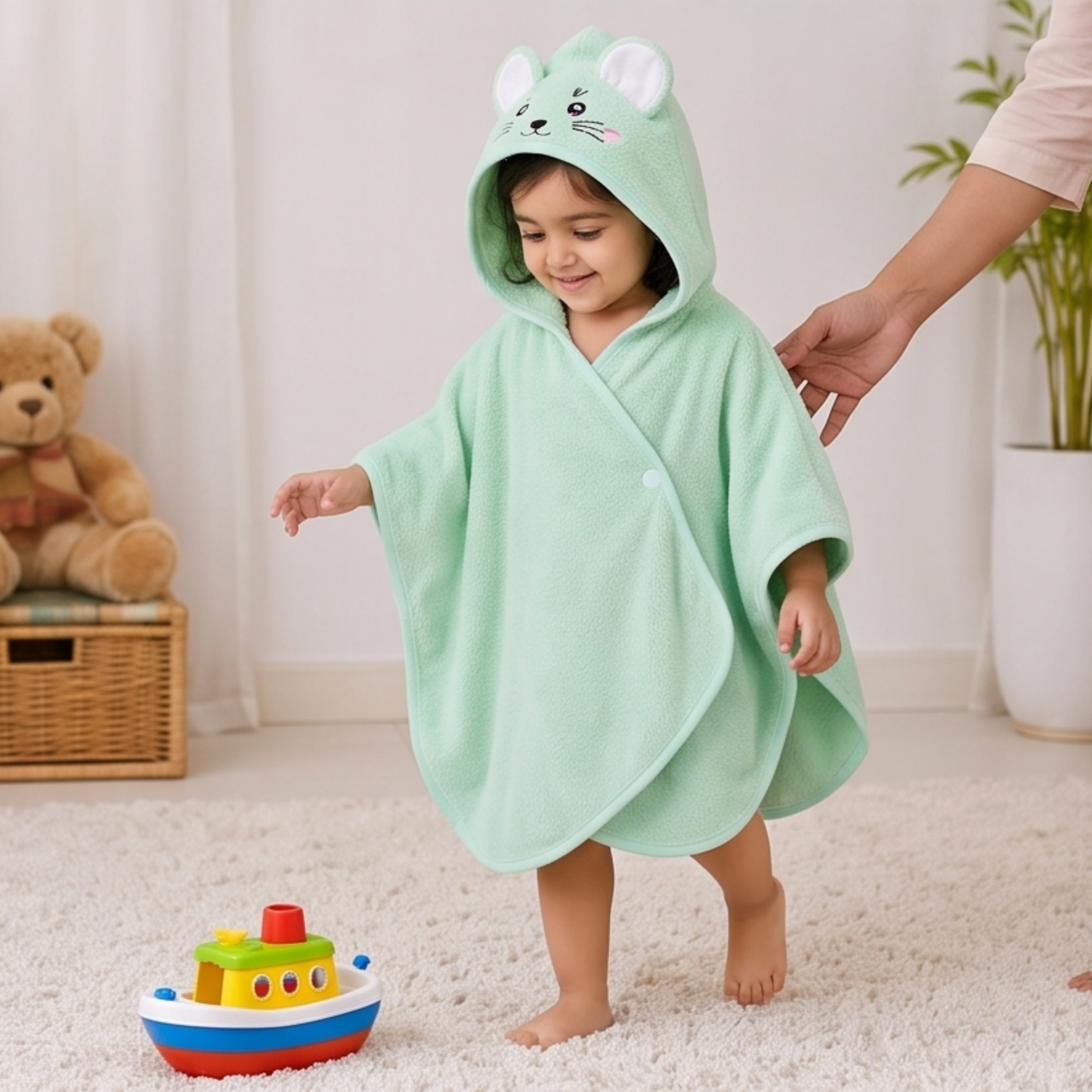 Ultra Soft Kids Hooded Towel Poncho (18–36 Months) | Quick Dry Bath & Beach Wear