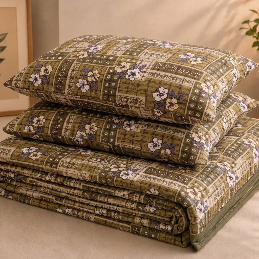 Parish Handlooms Cotton Double Flat 200 TC Printed 1 Summer Bedsheet with 2 Pillow Covers