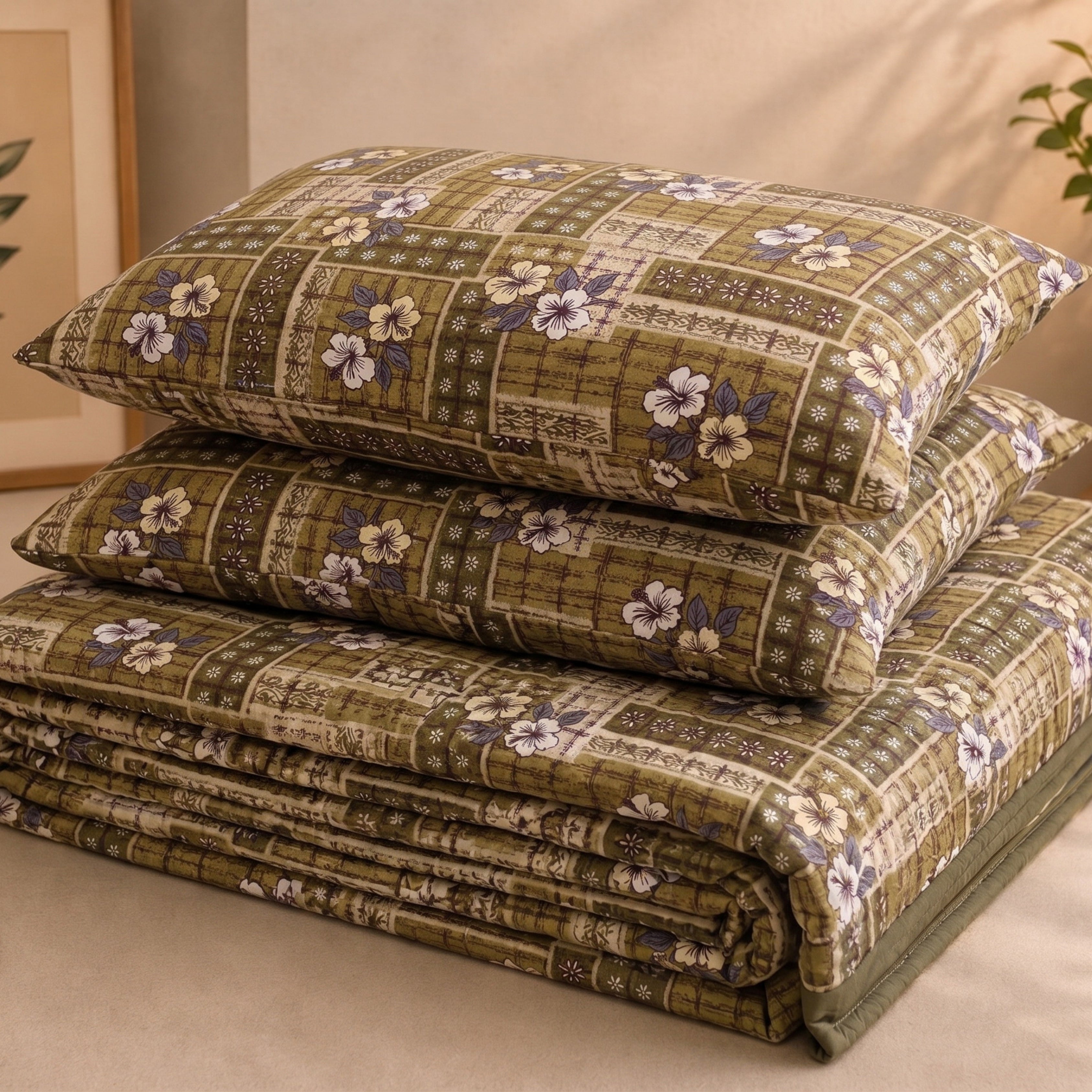 Parish Handlooms Cotton Double Flat 200 TC Printed 1 Summer Bedsheet with 2 Pillow Covers