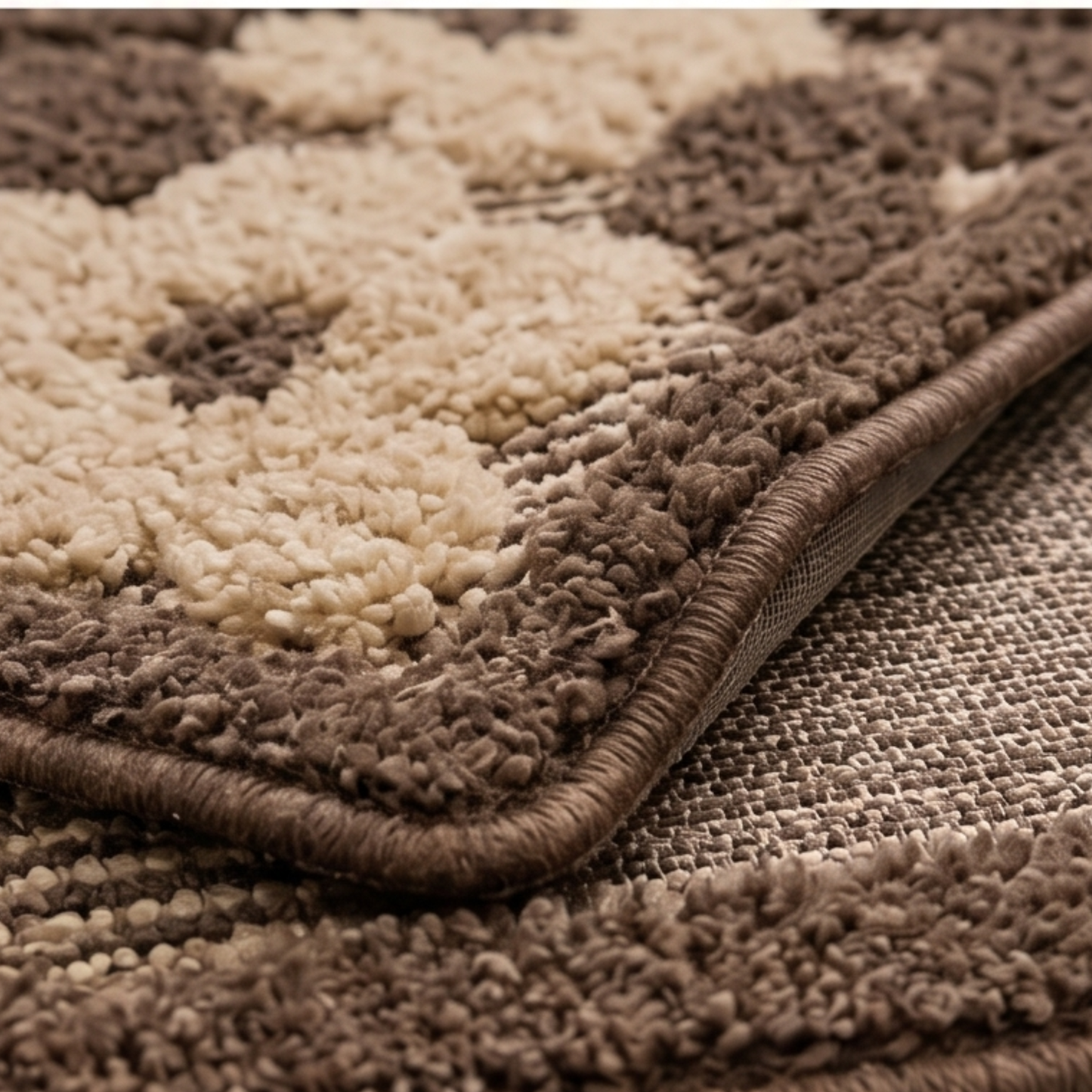 Parish Handlooms Premium Floral Print Door Mat | Soft Anti-Slip Washable Entrance Foot Mat (Brown & Beige)
