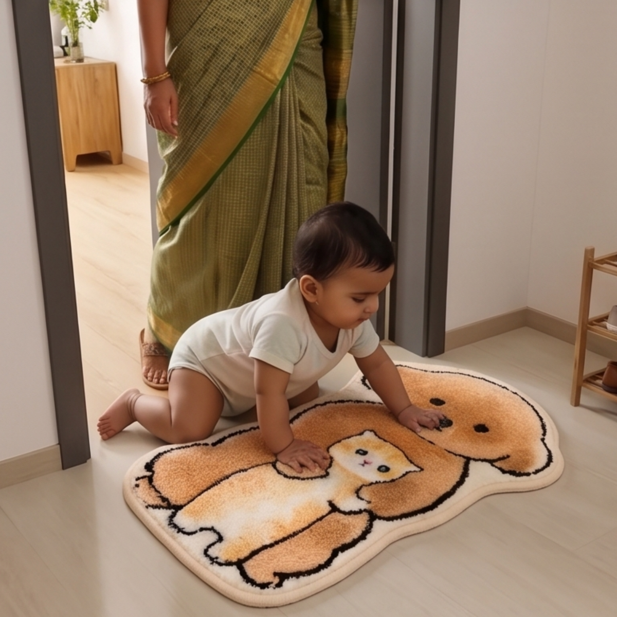 Parish Handlooms Cotton Cute Cat Design Door & Floor Mat