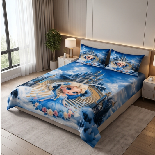 Parish Handlooms Cotton Double Flat 210 TC Cartoon 1 Summer Bedsheet with 2 Pillow Covers