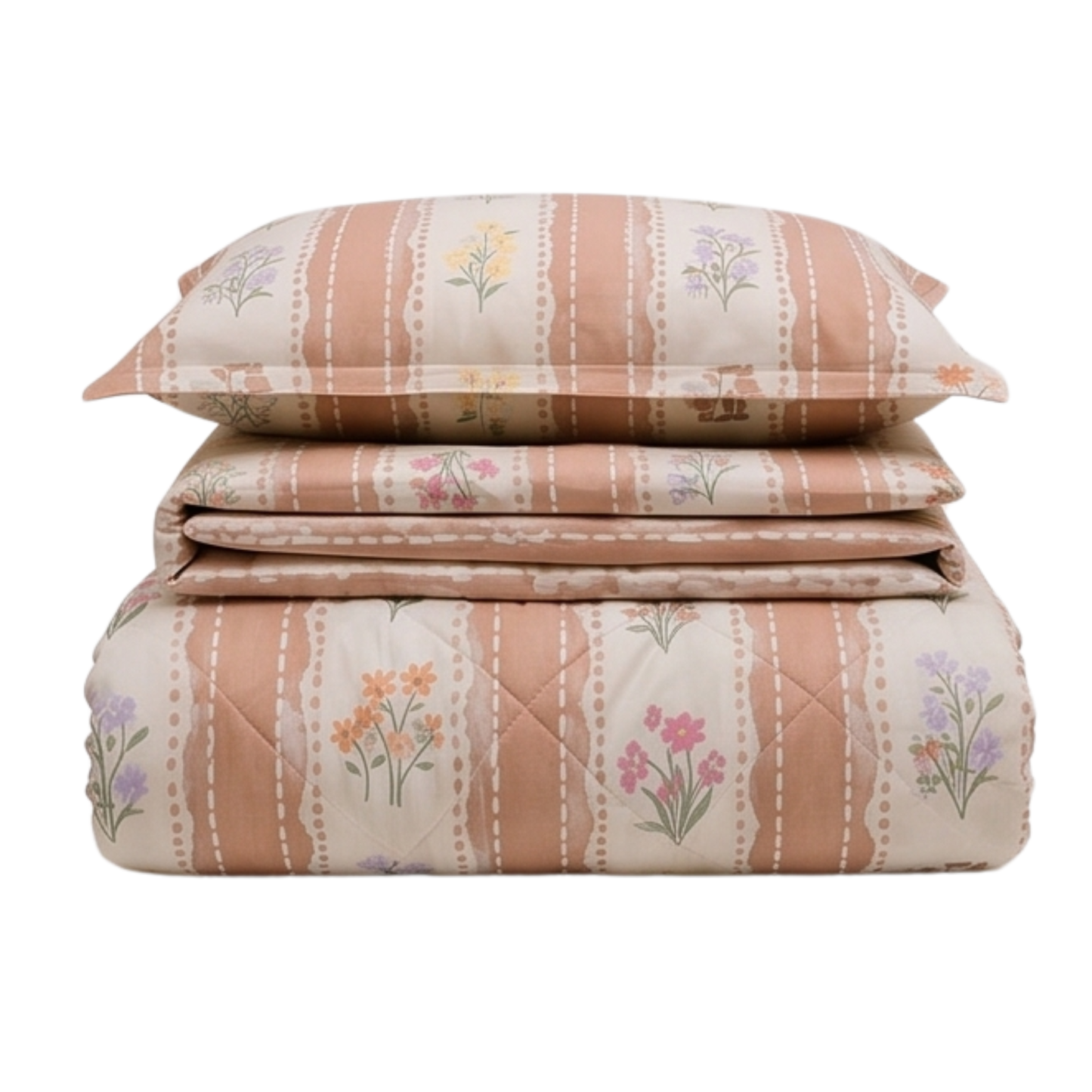 Parish Handlooms Floral Cotton Double Bedding Set 1 Double Comforter with 1 Double Bedsheet and 2 Pillow Covers (Multicolor, All Season)