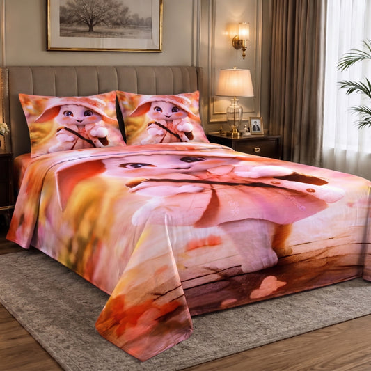 Parish Handlooms 7D Cotton Double Flat 200 TC Printed 1 Summer Bedsheet with 2 Pillow Covers