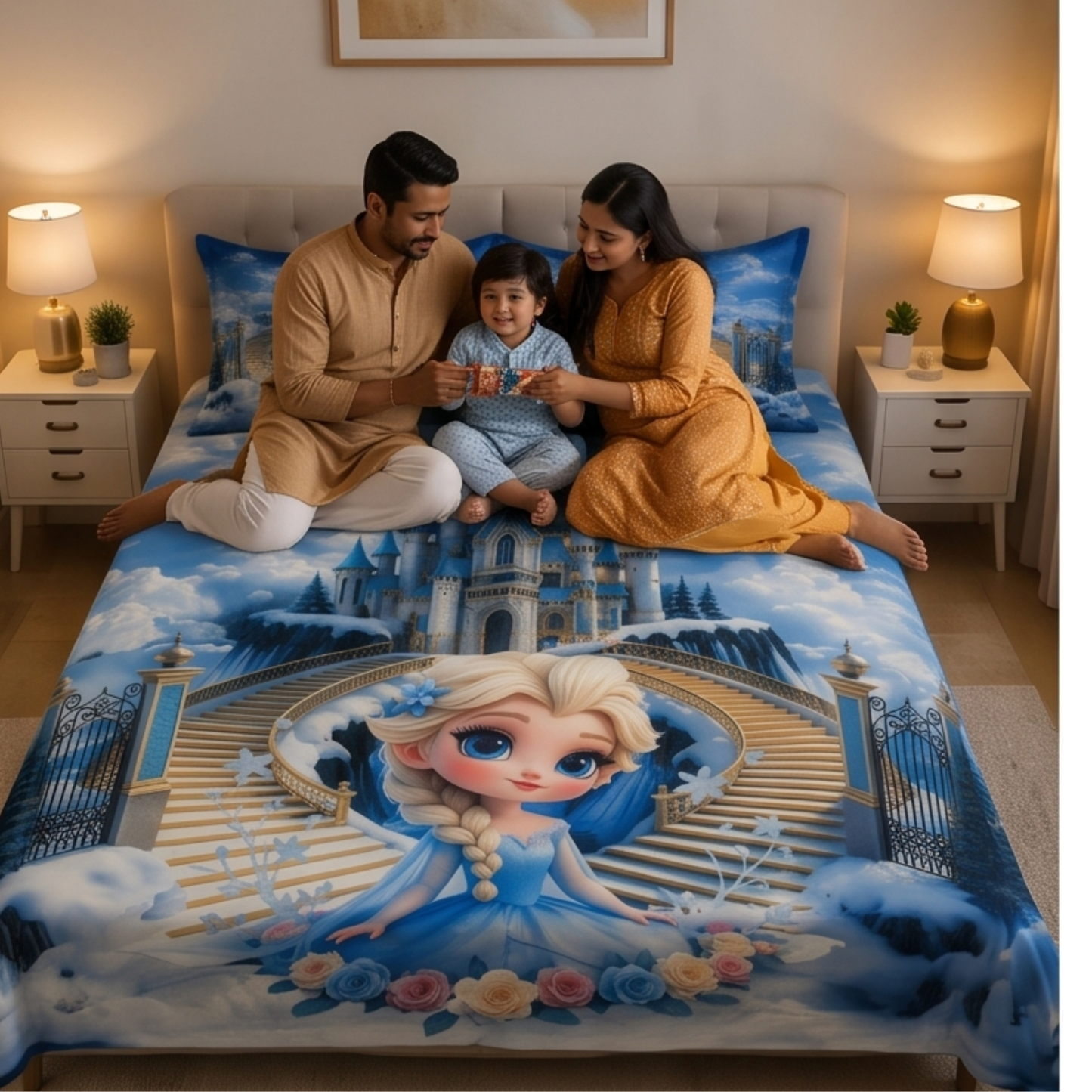Parish Handlooms Cotton Double Flat 210 TC Cartoon 1 Summer Bedsheet with 2 Pillow Covers
