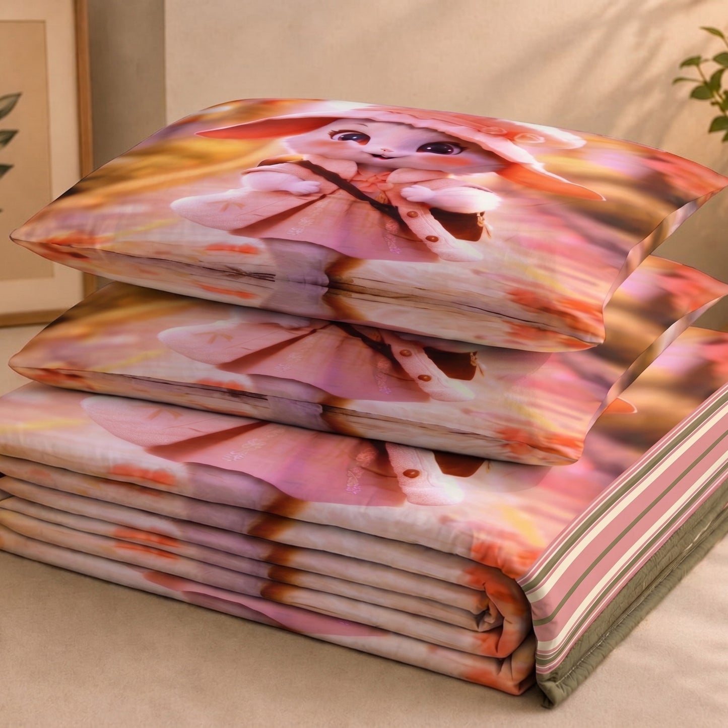 Parish Handlooms 7D Cotton Double Flat 200 TC Printed 1 Summer Bedsheet with 2 Pillow Covers