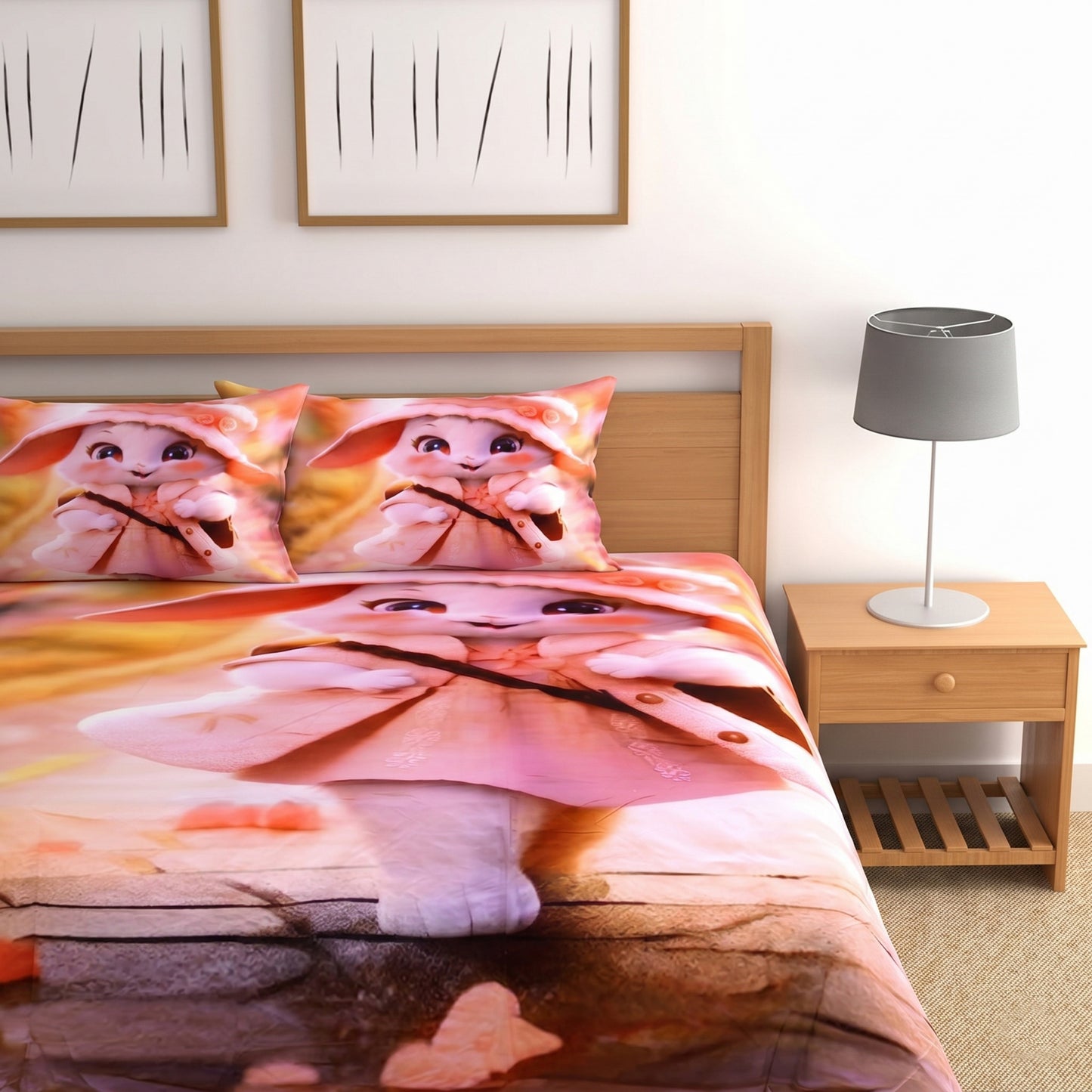 Parish Handlooms 7D Cotton Double Flat 200 TC Printed 1 Summer Bedsheet with 2 Pillow Covers