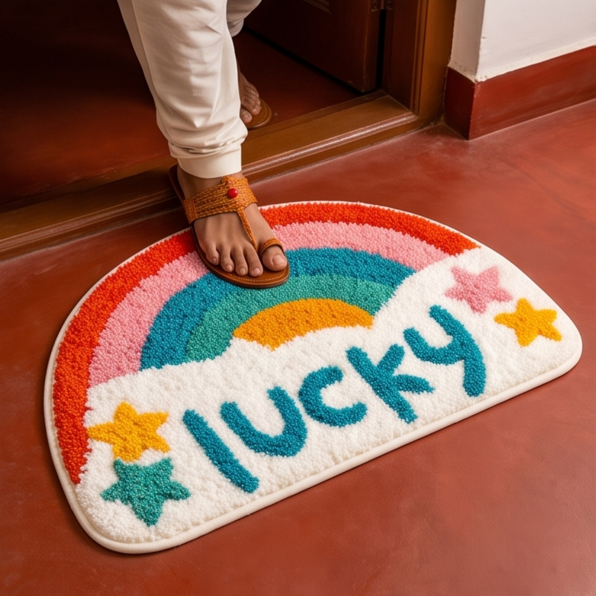Parish Handlooms Cotton Lucky Text Design Door & Floor Mat