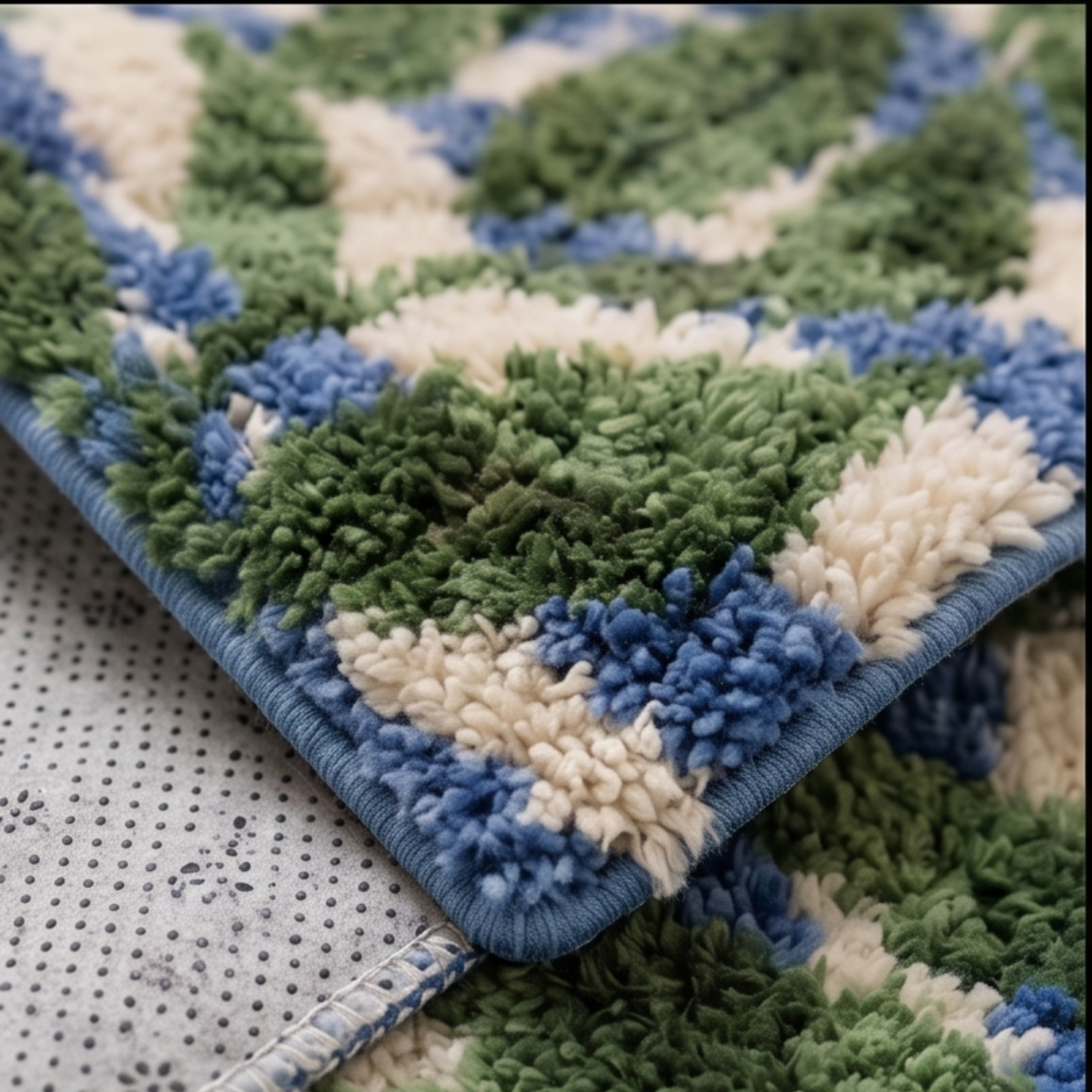 Parish Handlooms Premium Leaf Print Door Mat | Soft Anti-Slip Washable Entrance Foot Mat (Blue, Green & Cream)