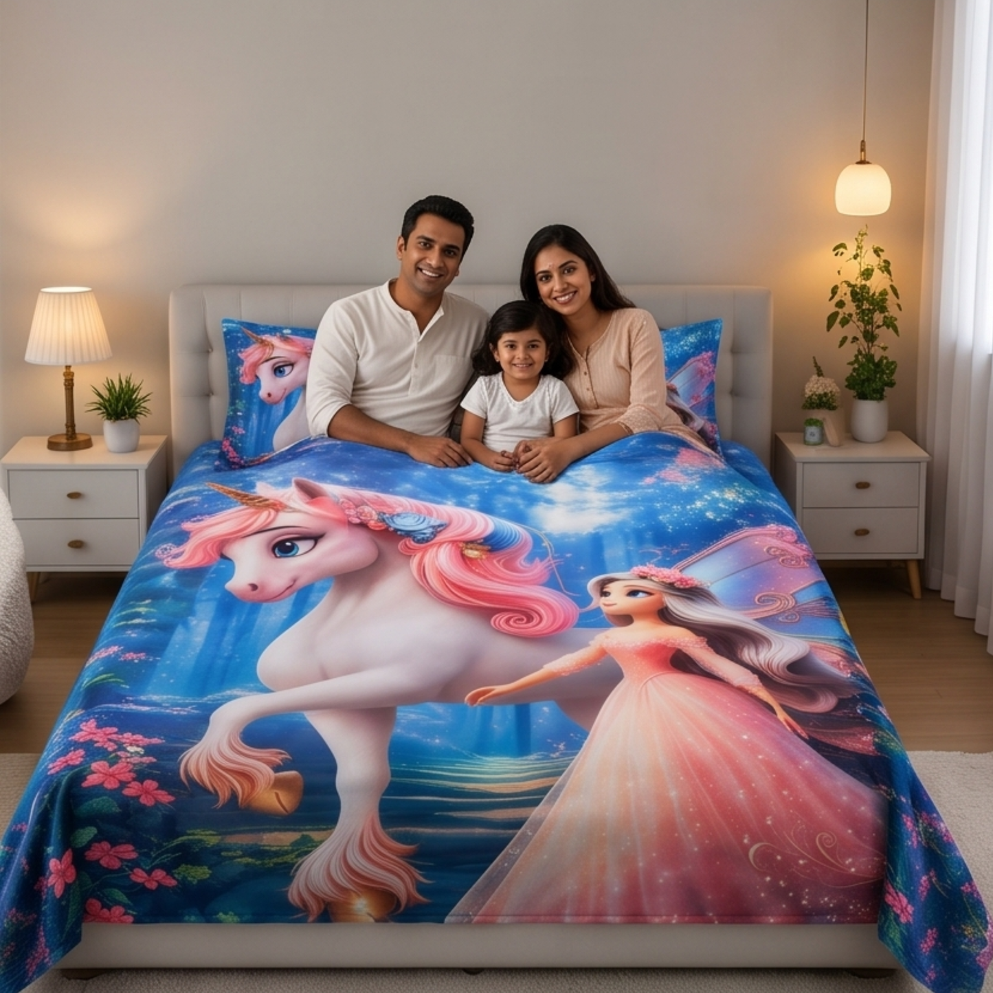 Parish Handlooms Cotton Double Flat 210 TC Cartoon 1 Summer Bedsheet with 2 Pillow Covers