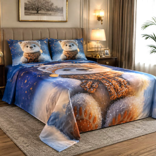 Parish Handlooms Cotton Double Flat 200 TC Cartoon 1 AC Bedsheet with 2 Pillow Covers