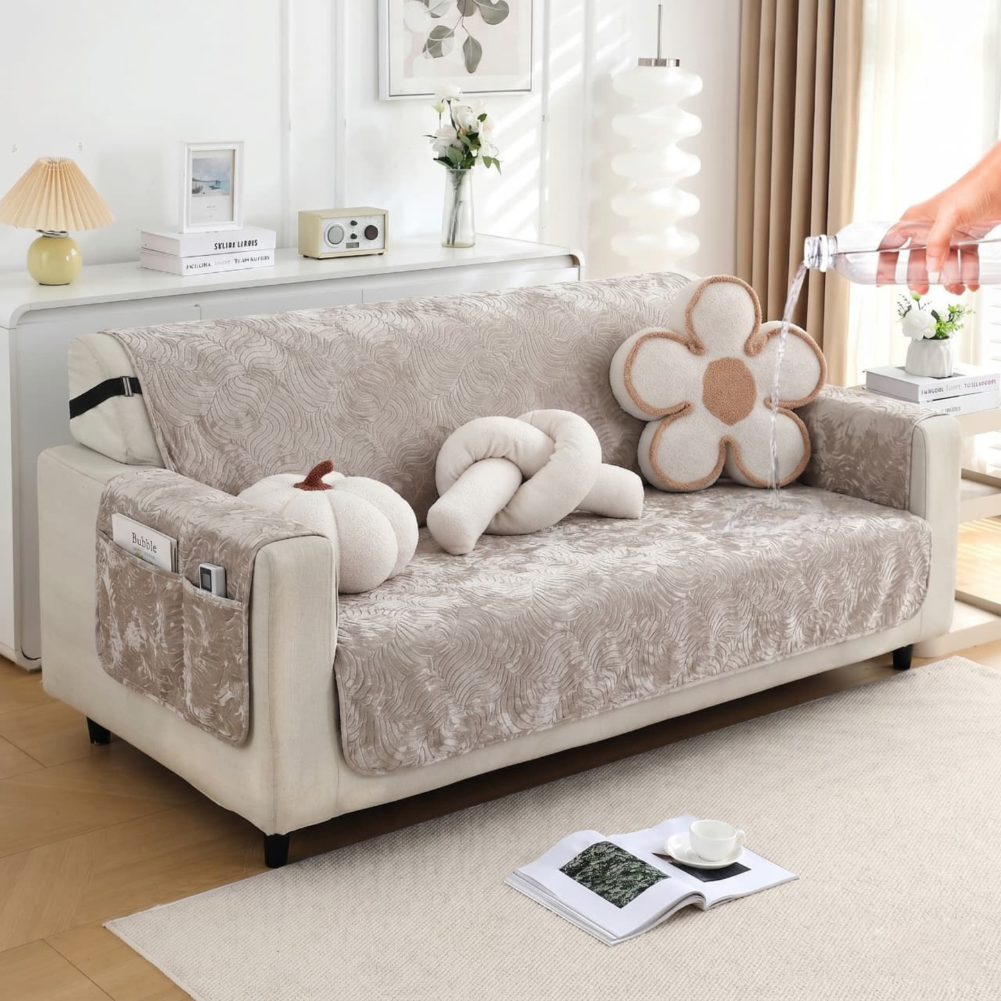 Parish Handlooms Velvet 10 Seater Sofa Plain Cover