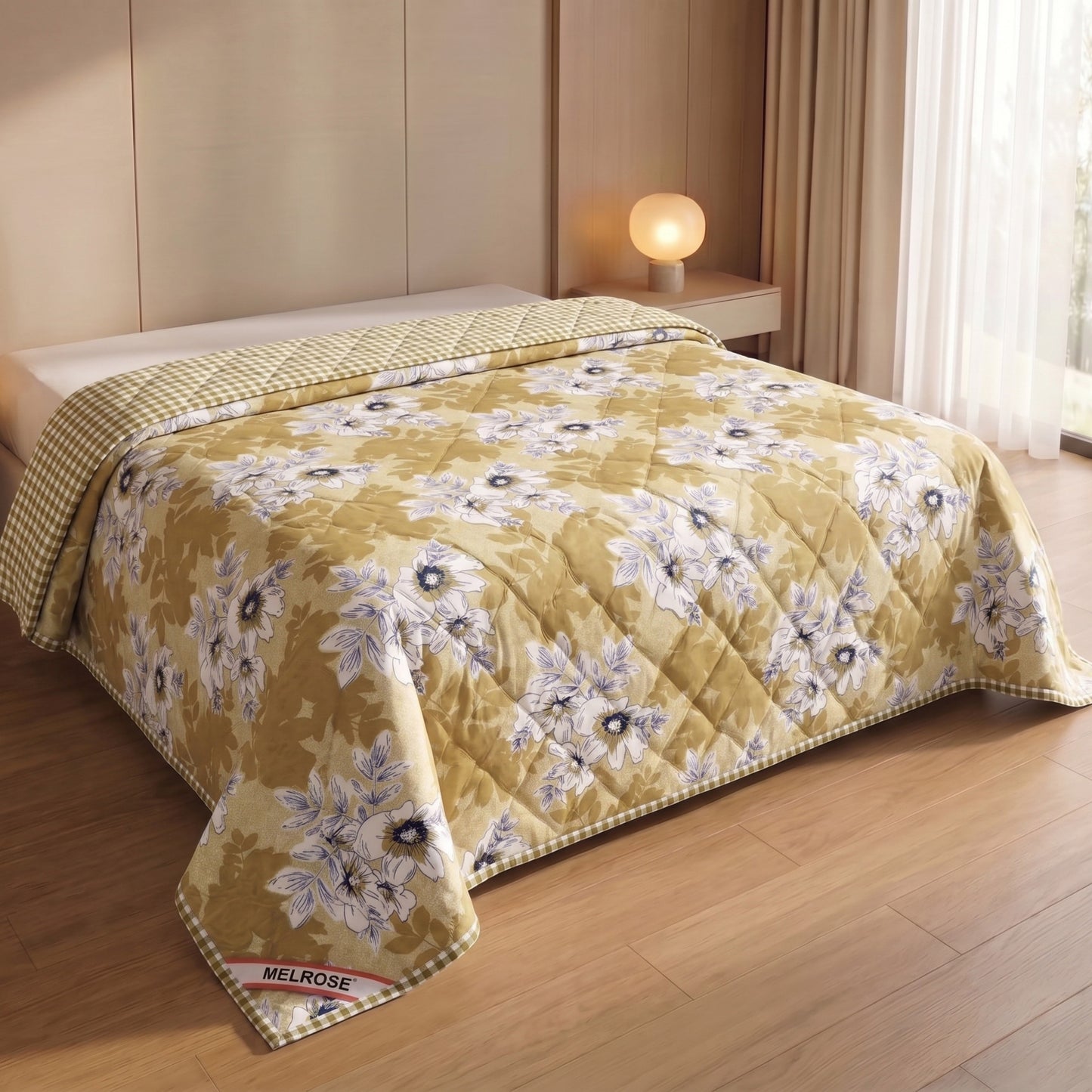 Parish Handlooms Floral Double Comforter for  Mild Winter (Microfiber, Beige)