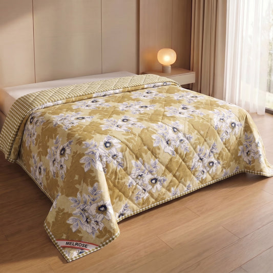 Parish Handlooms Floral Double Comforter for  Mild Winter (Microfiber, Beige)