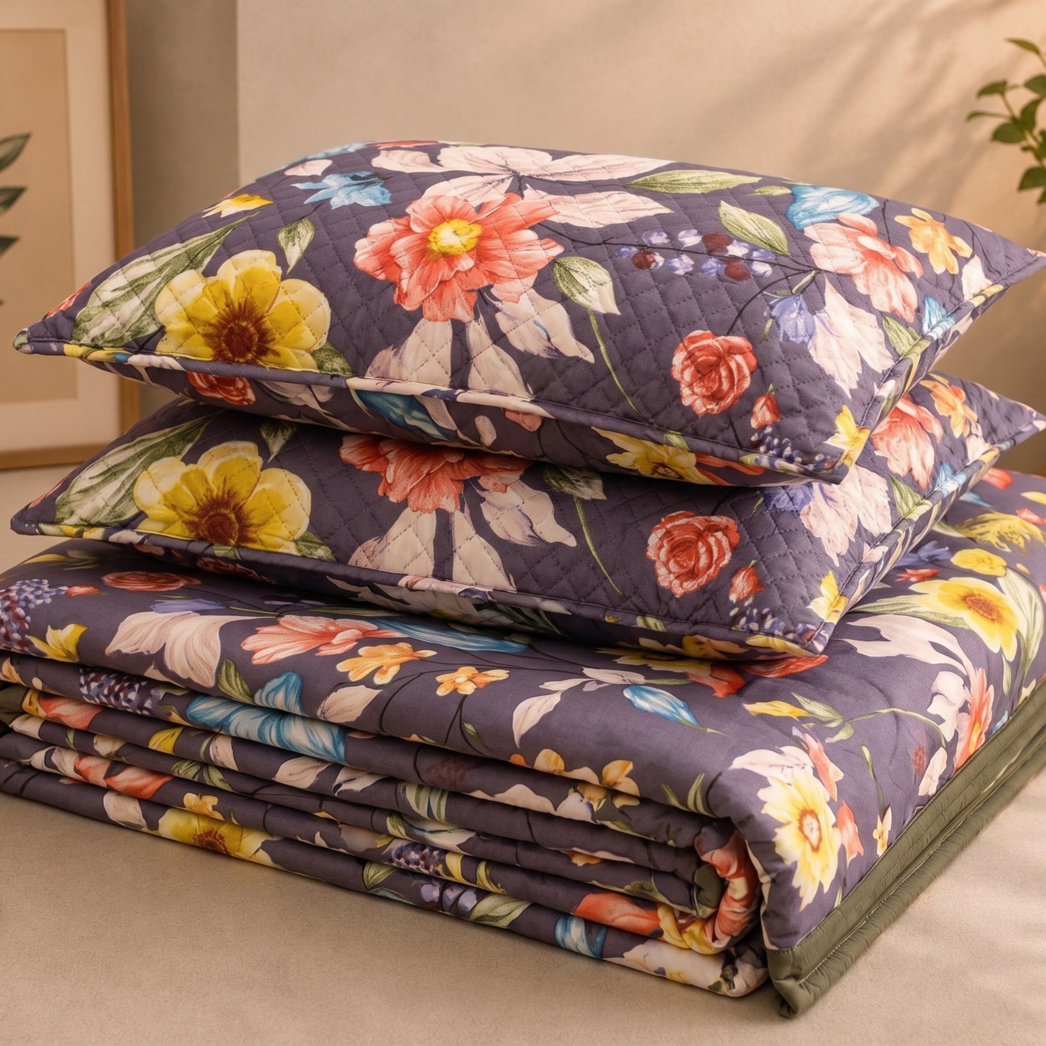 Parish Handlooms Cotton Single Flat Combo 200 TC Floral 2 AC Bedsheets with 2 Pillow Covers