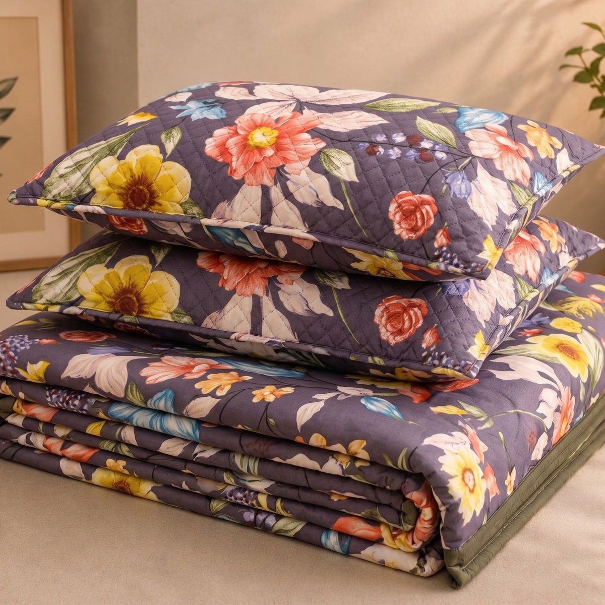 Parish Handlooms Cotton Single Flat 200 TC Floral 2 Bedsheets with 2 Pillow Covers (Multicolor)