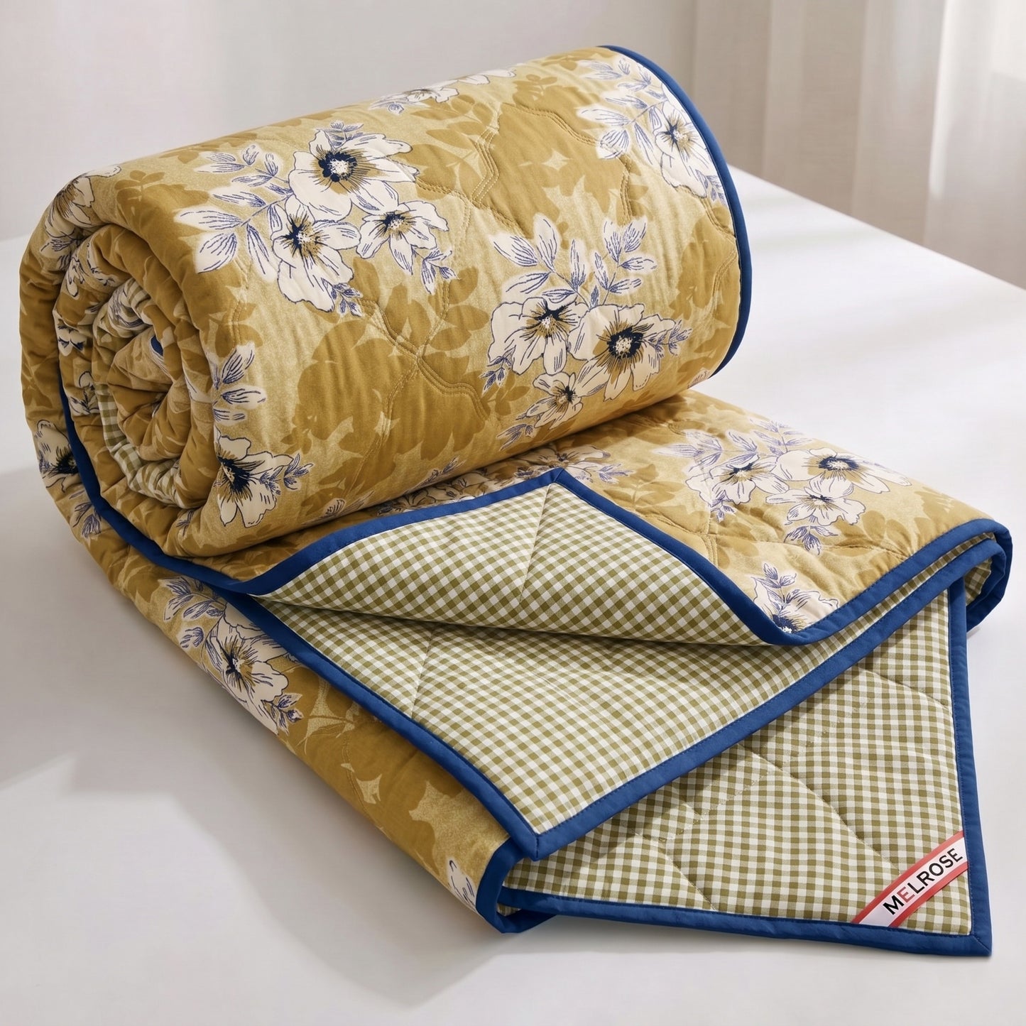 Parish Handlooms Floral Double Comforter for  Mild Winter (Microfiber, Beige)