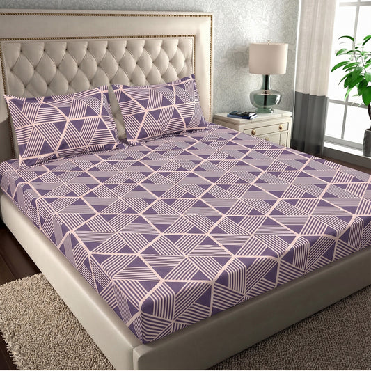 Parish Handlooms Cotton Double Flat 200 TC Geometric 1 Summer Bedsheet with 2 Pillow Covers