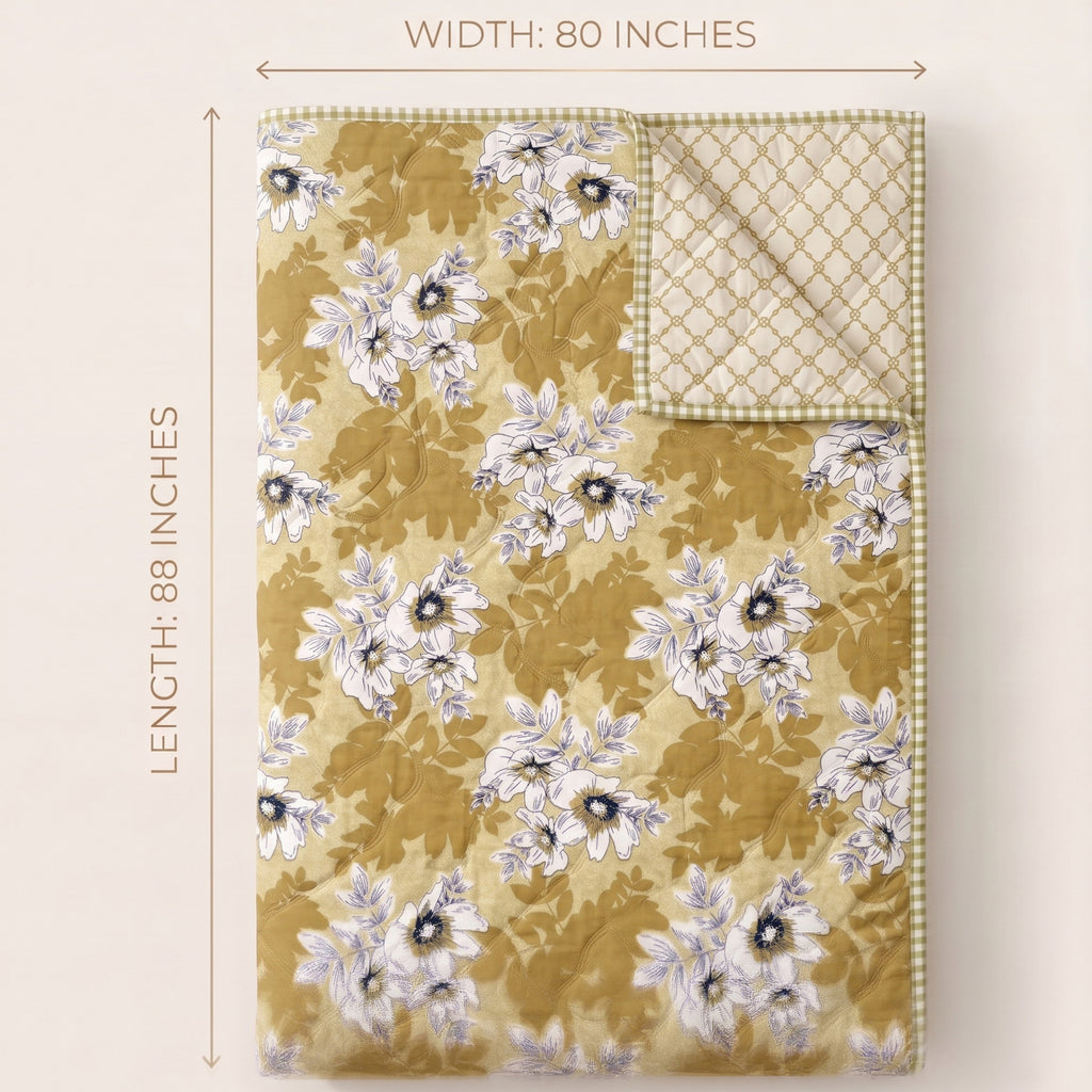 Parish Handlooms Floral Double Comforter for  Mild Winter (Microfiber, Beige)