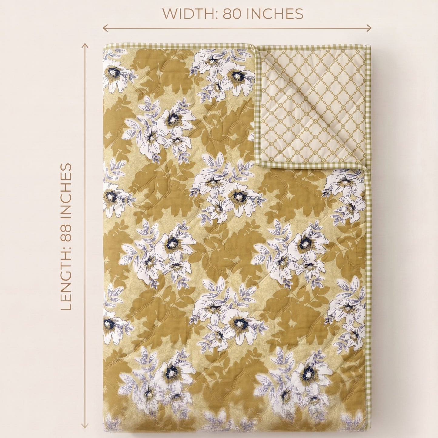 Parish Handlooms Floral Double Comforter for  Mild Winter (Microfiber, Beige)