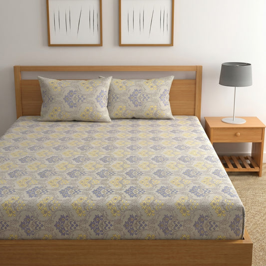 Parish Handlooms Cotton Double Flat 100 TC Printed 1 Bedsheet with 2 Pillow Covers