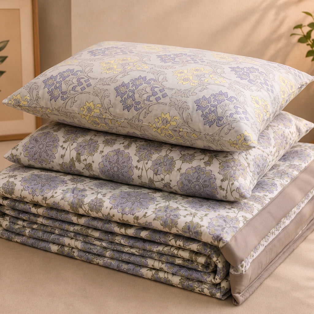 Parish Handlooms Cotton Double Flat 100 TC Printed 1 Bedsheet with 2 Pillow Covers