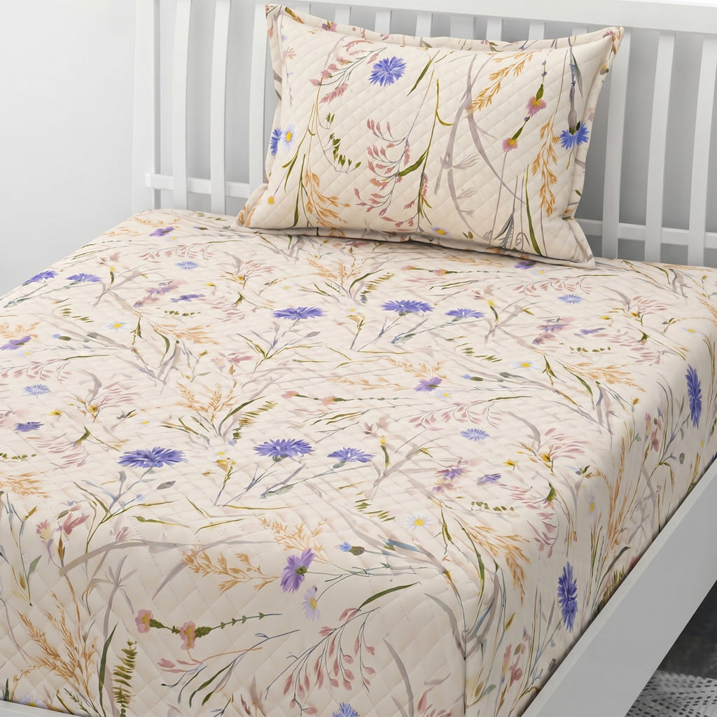 Parish Handlooms Cotton Single Flat 200 TC Floral 2 Summer Bedsheets with 2 Pillow Covers
