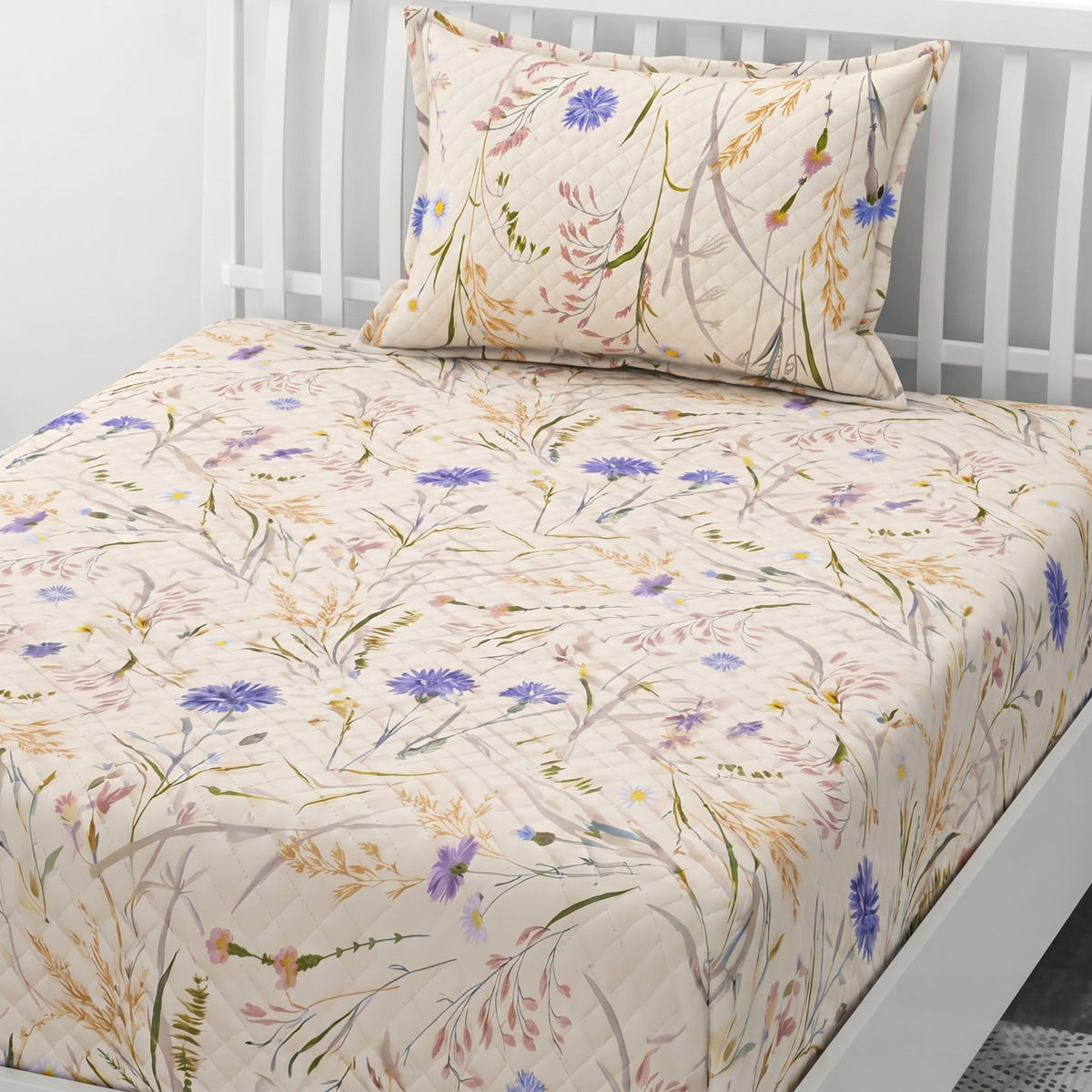 Parish Handlooms Cotton Single Flat 200 TC Floral 2 Summer Bedsheets with 2 Pillow Covers