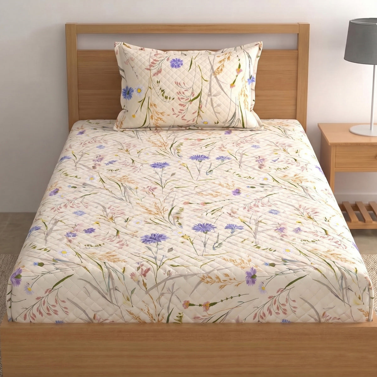 Parish Handlooms Cotton Single Flat 200 TC Floral 2 Summer Bedsheets with 2 Pillow Covers