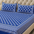 Parish Handlooms Cotton Double Flat 200 TC Printed 1 Summer Bedsheet with 2 Pillow Covers (Deep Blue White)